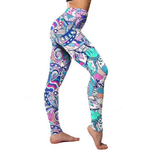 Floral Leggings High Waist Paisley Printed Legging For Women Highly Stretchable Fitness Tights Yoga Pants Workout Sportswear